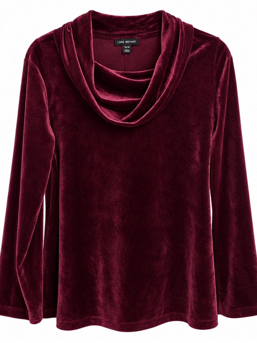 Lane Bryant Burgundy Velvet Cowl Neck Sweater Size 14/16 🎄🎁🎄